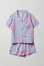 Ensemble pyjama avec haut boutonné et short pour fille