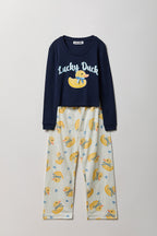 Ensemble pyjama avec haut à manches longues en flanelle et pantalon imprimé pour fille