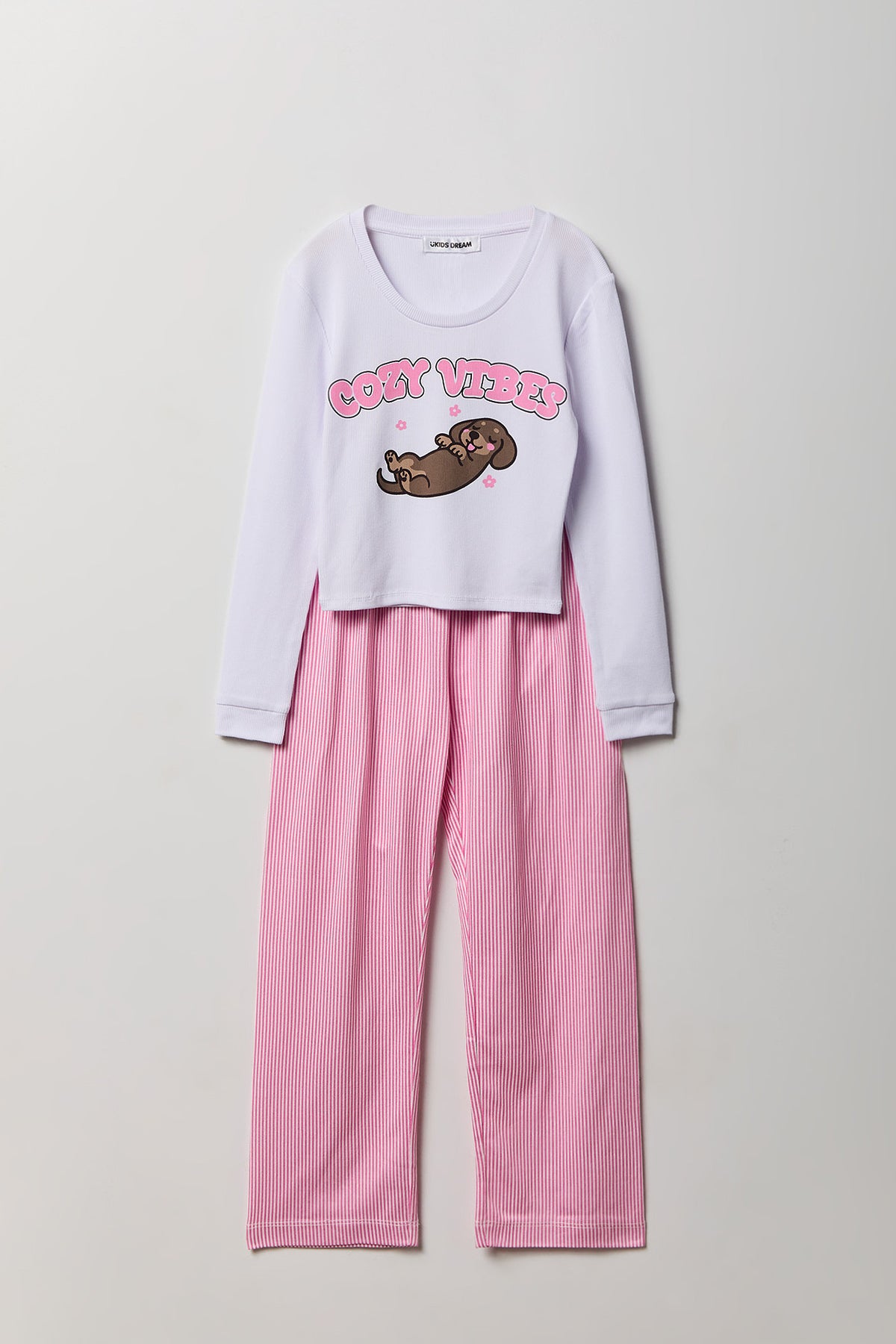 Ensemble pyjama avec haut à manches longues en flanelle et pantalon imprimé pour fille