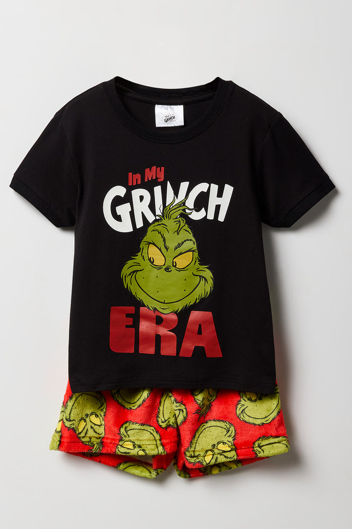 Girls The Grinch T-Shirt & Plush Short Pajama Set