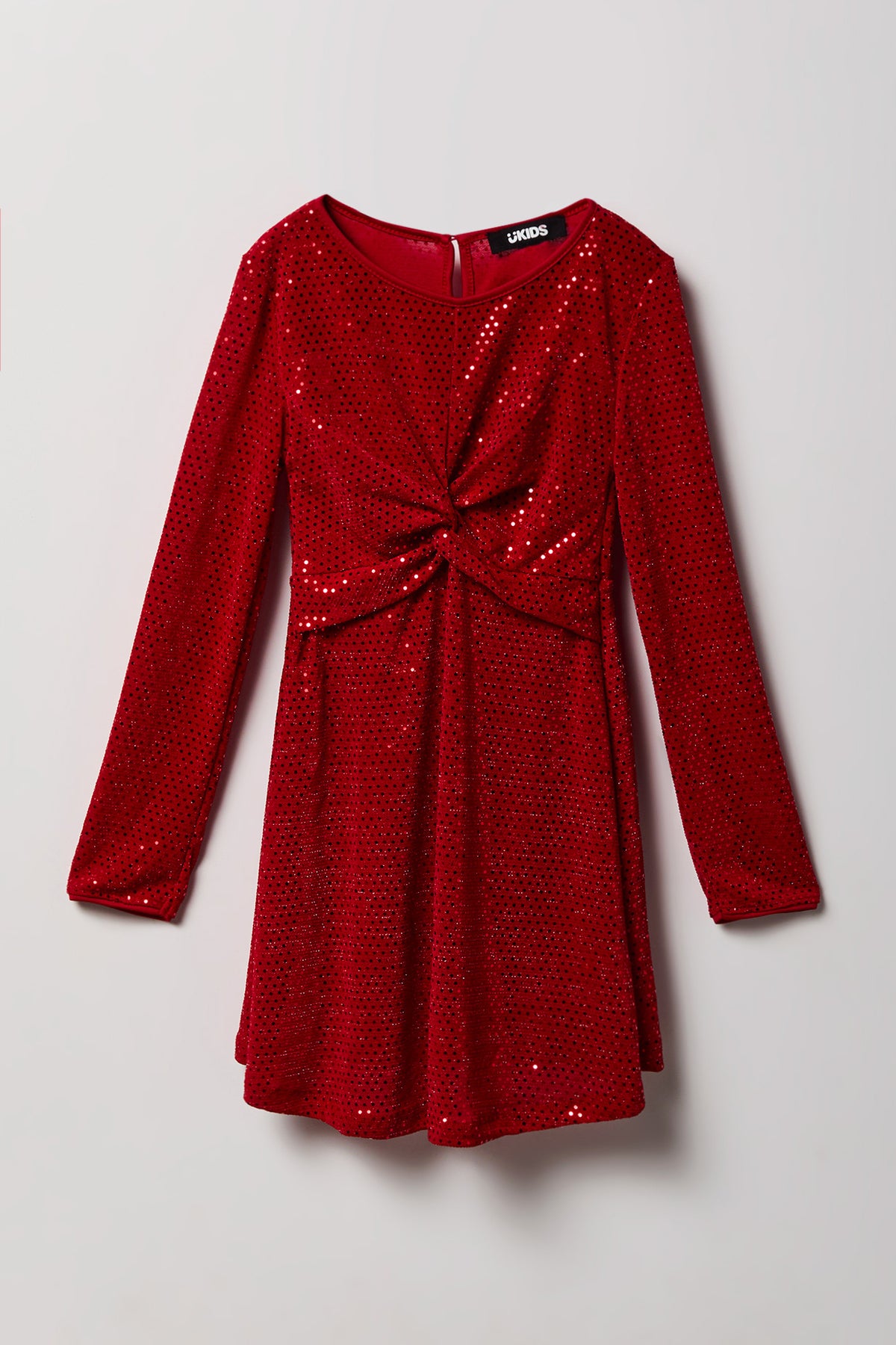 Robe torsadée à paillettes avec manches longues pour fille