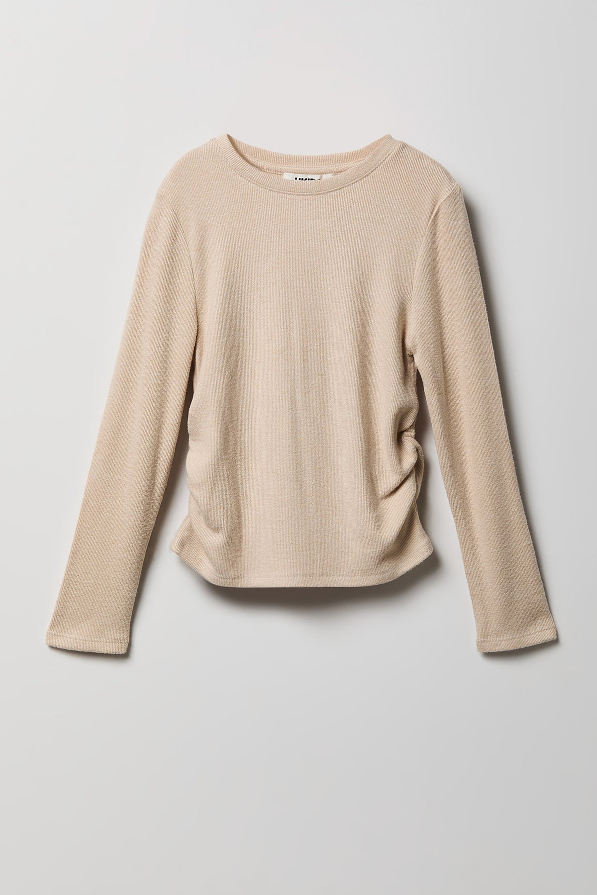 Alt View 2. Girls Ruched Long Sleeve & Flare Pant Set - Oatmeal