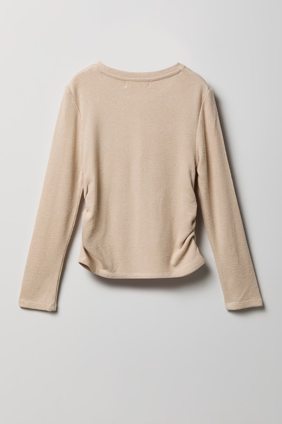 Alt View 3. Girls Ruched Long Sleeve & Flare Pant Set - Oatmeal