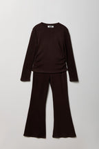 Girls Ruched Long Sleeve & Flare Pant Set