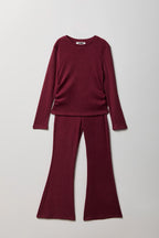 Girls Ruched Long Sleeve & Flare Pant Set