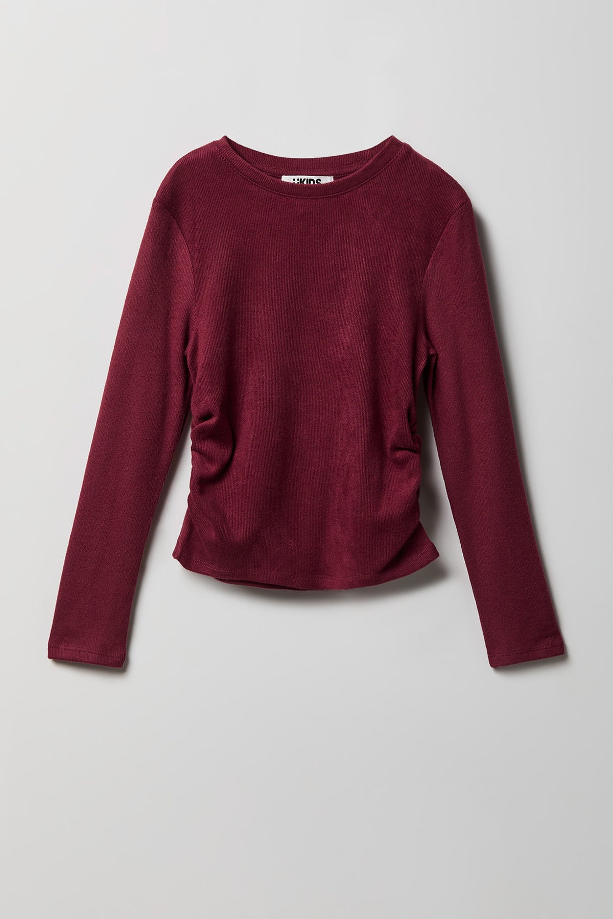Alt View 2. Girls Ruched Long Sleeve & Flare Pant Set - Burgundy