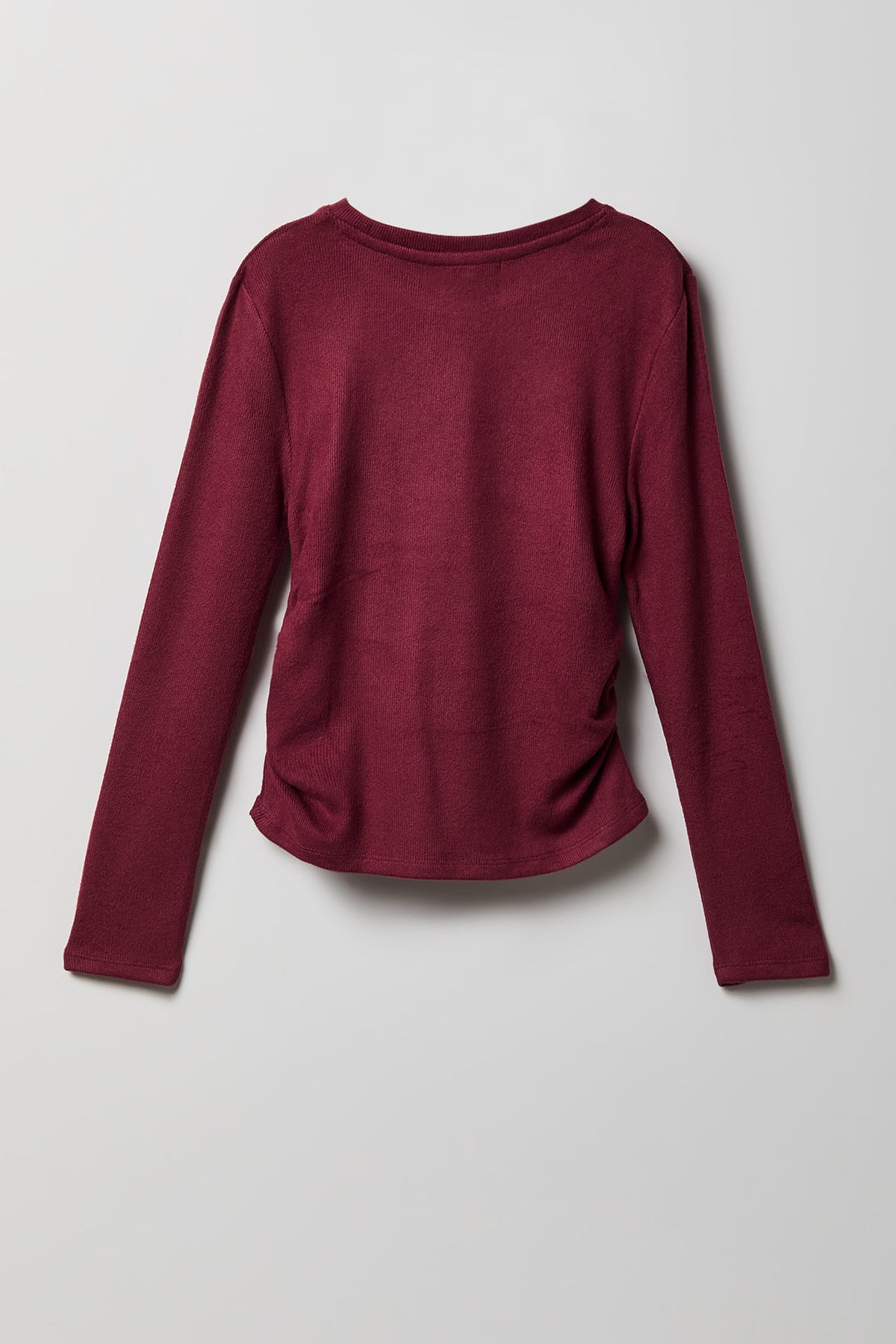 Alt View 3. Girls Ruched Long Sleeve & Flare Pant Set - Burgundy