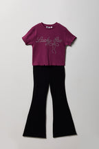 Girls Rhinestone T-Shirt & Flare Pant Set