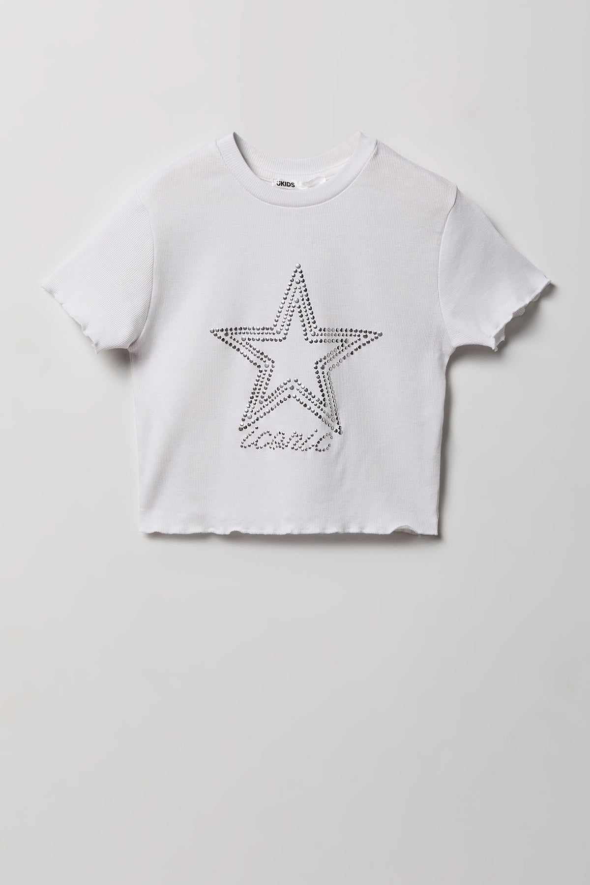 Vue alternative 2. Ensemble avec t-shirt orné de pierres du Rhin et pantalon à jambe évasée pour fille