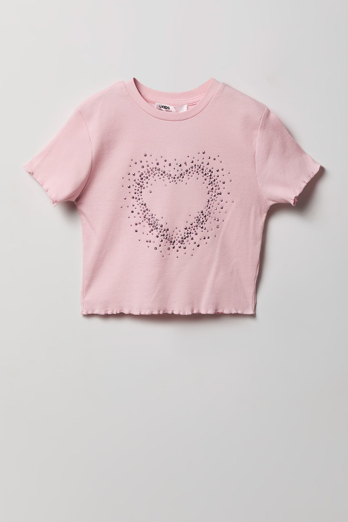 Vue alternative 2. Ensemble avec t-shirt orné de pierres du Rhin et pantalon à jambe évasée pour fille