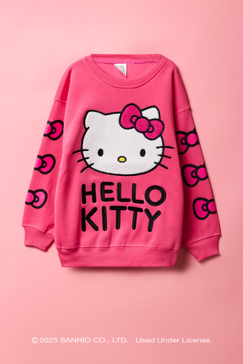 Chandail surdimensionné avec motif brodé Hello Kitty® en chenille pour fille