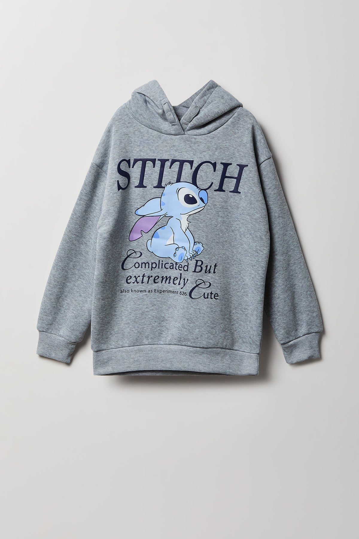 Haut carré à capuchon en molleton avec imprimé Stitch pour fille