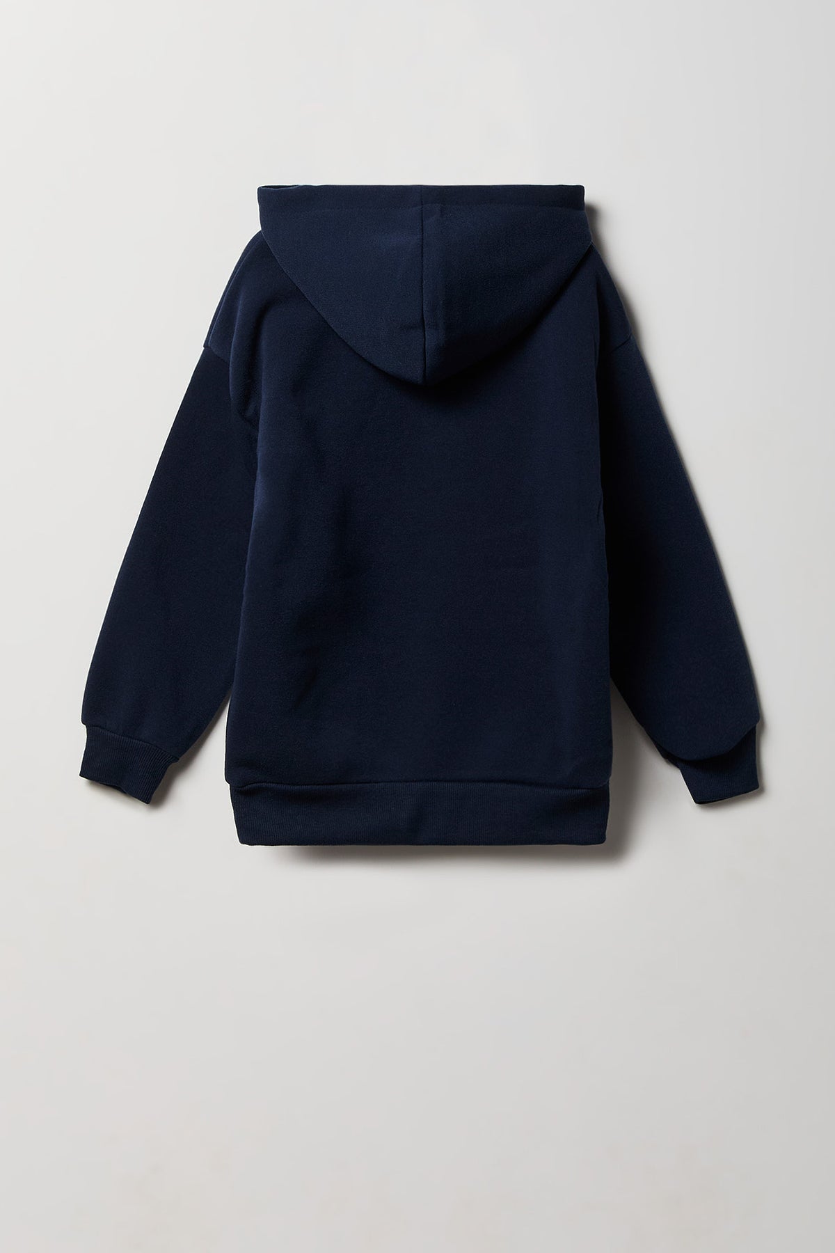 Alt View 2. Girls Stitch Boxy Fleece Hoodie - Navy