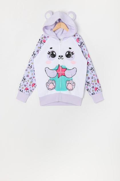 Girls Star Panda Zip-Up Character Hoodie