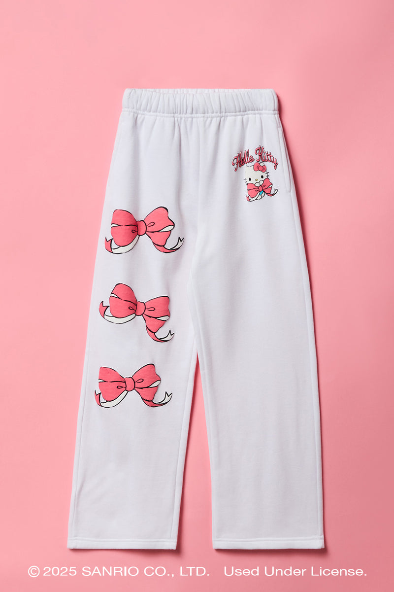 Pantalon en molleton à jambe large et imprimé en relief Hello Kitty® pour filles