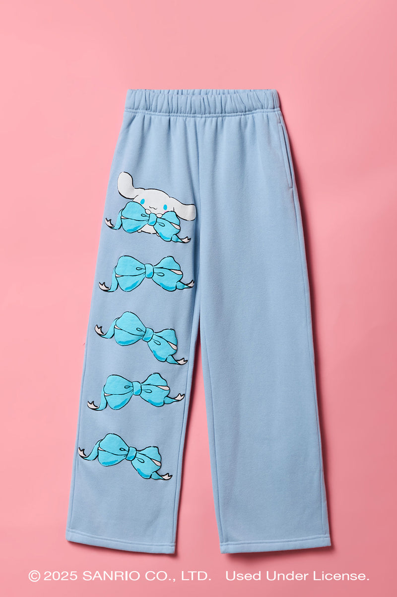 Pantalon en molleton à jambe large et imprimé en relief Cinnamoroll pour filles