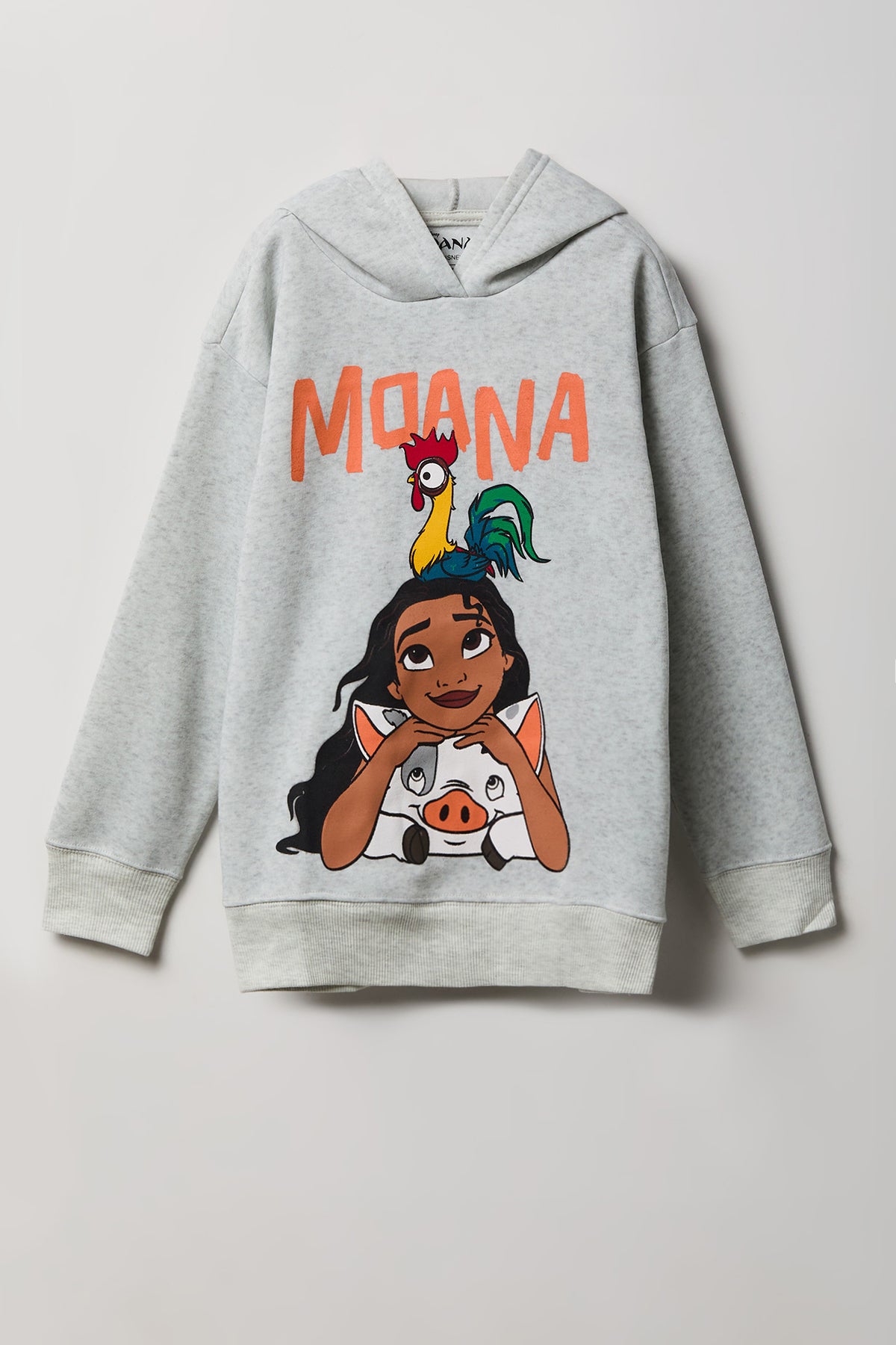 Girls Moana Graphic  Boxy Fleece Hoodie - Heather Grey