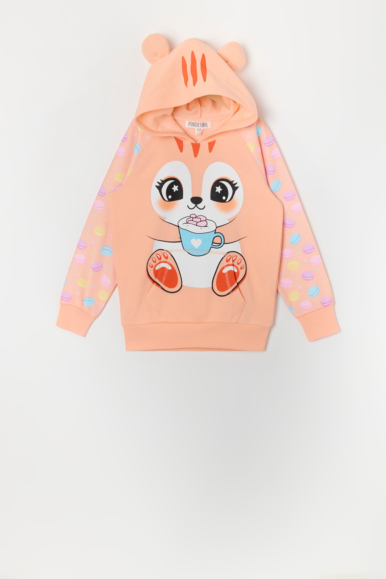 Urban Kids Girls Peach Tiger Character Hoodie Scarborough Town Centre