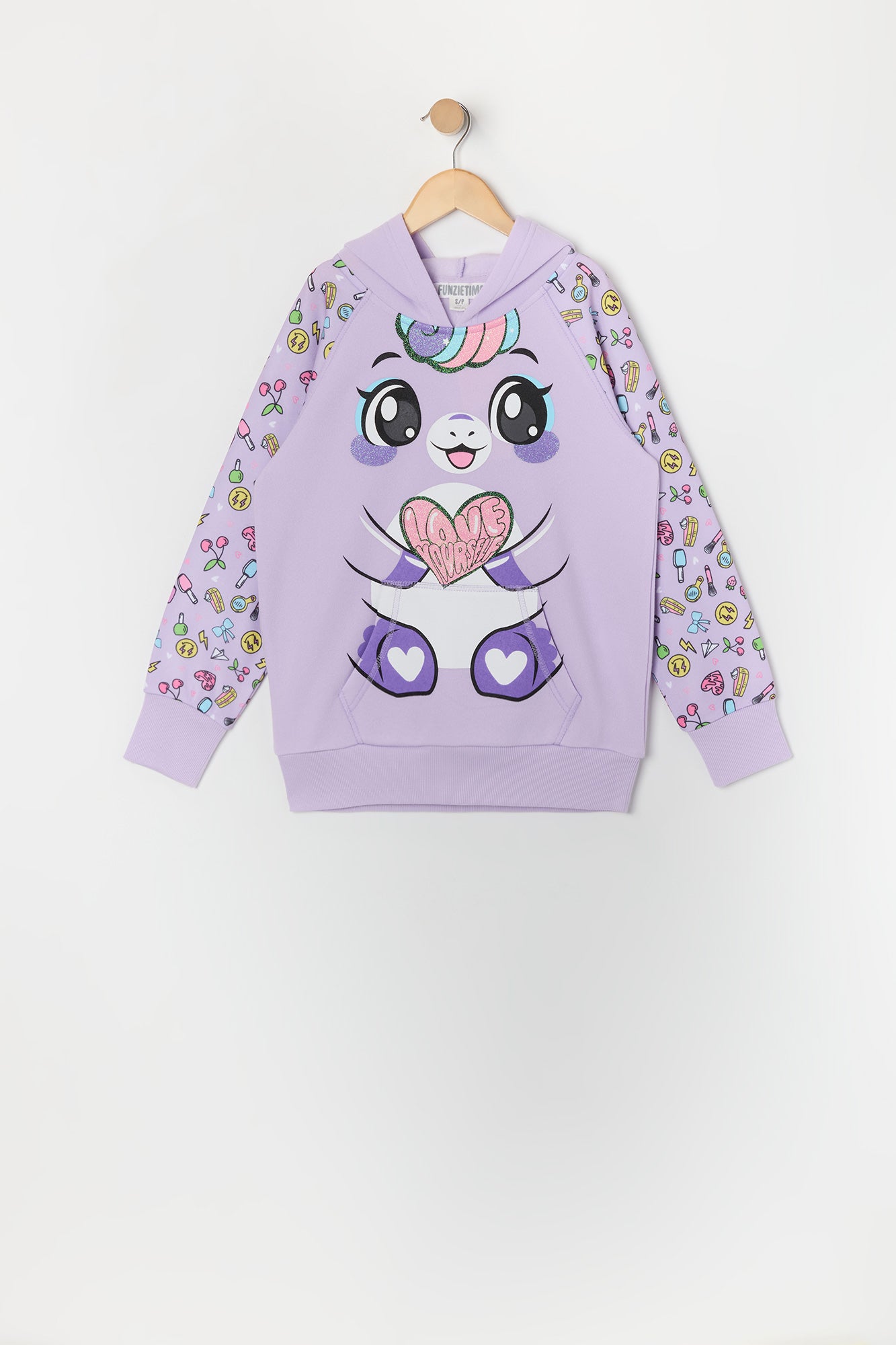 Haut à capuchon avec imprimé Licorne Love Yourself pour fille