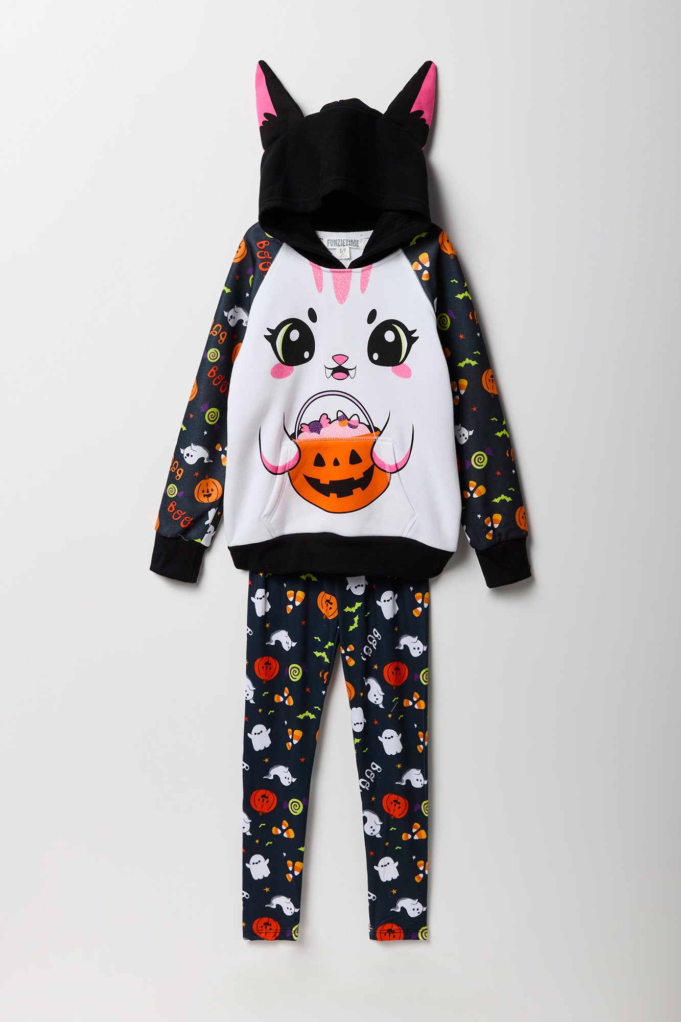 Youth 3D Halloween Cat Hoodie & Legging 2 Piece Set