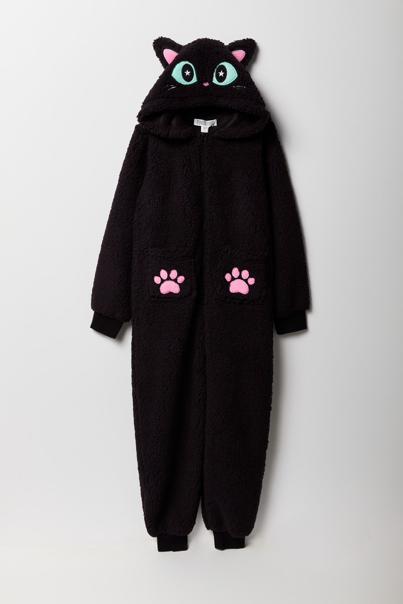 Youth 3D Black Cat Sherpa Onesie