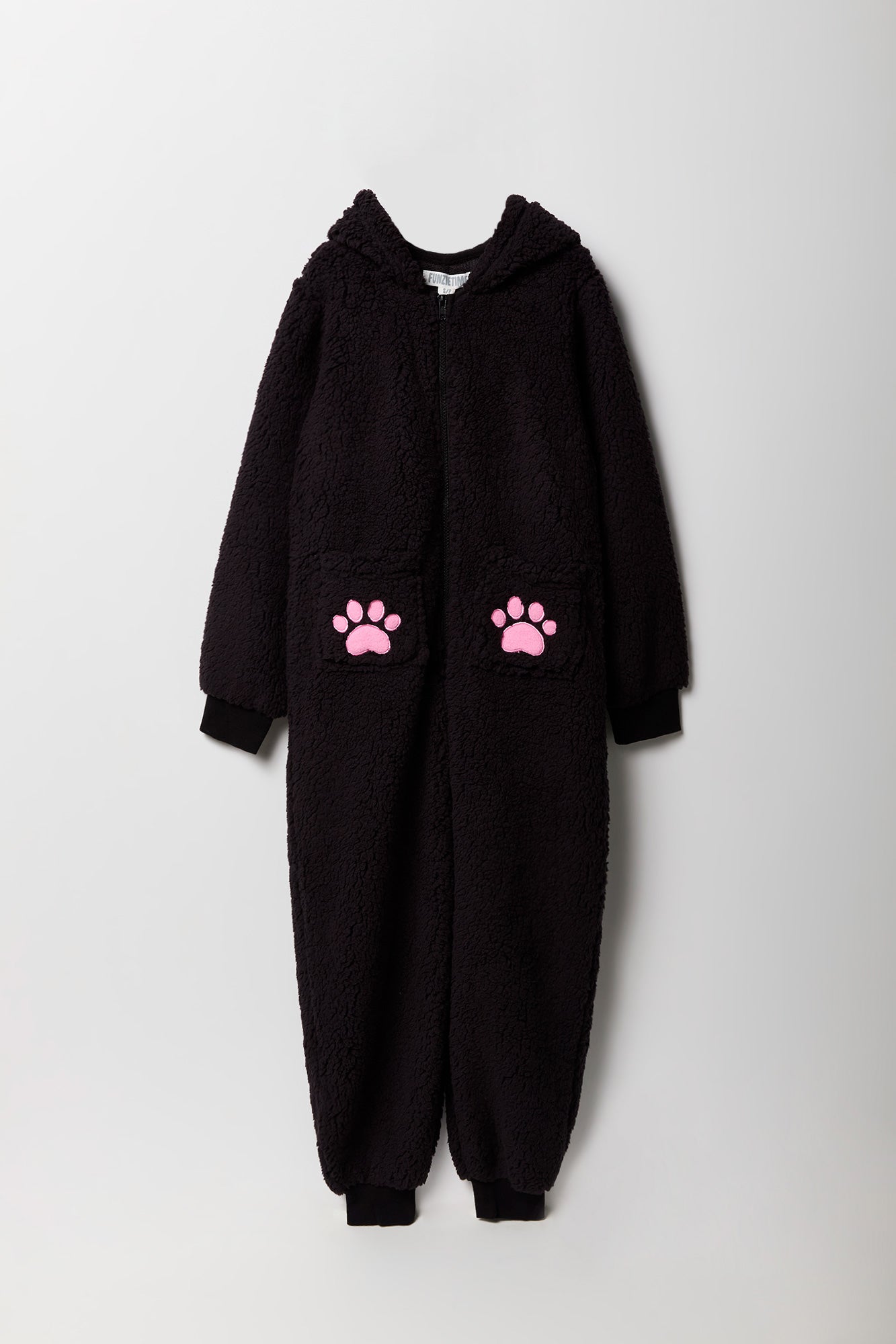 Youth 3D Black Cat Sherpa Onesie