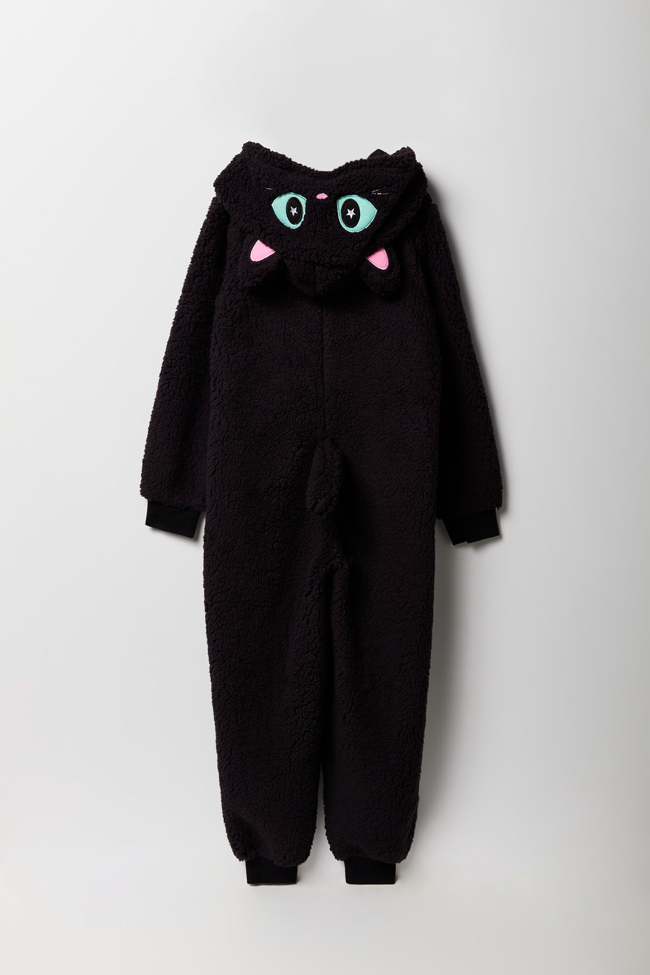 Youth 3D Black Cat Sherpa Onesie