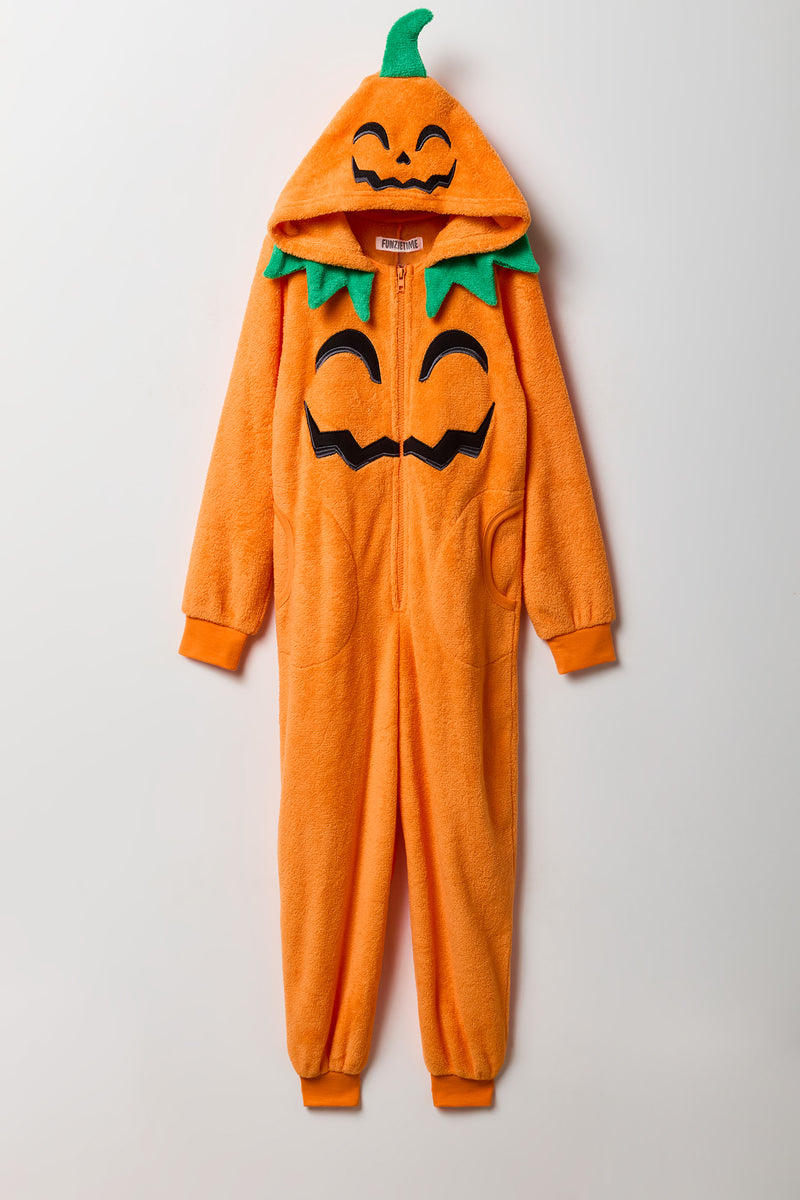 Kids 3D Pumpkin Plush Onesie