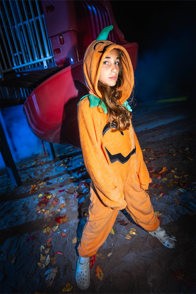 Kids 3D Pumpkin Plush Onesie