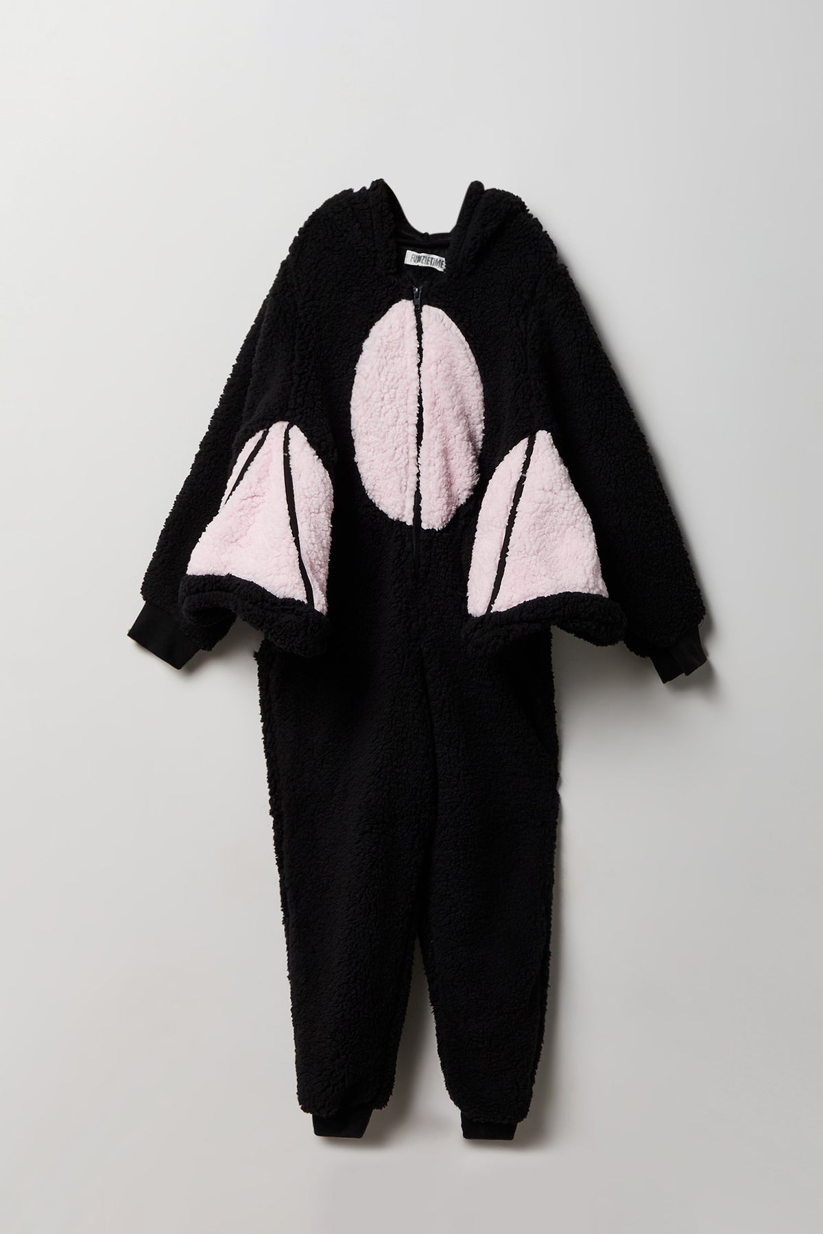 Alt View 2. Kids 3D Bat Sherpa Onesie - Black