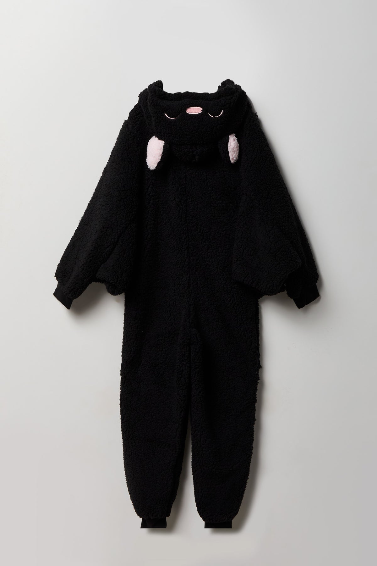 Alt View 3. Kids 3D Bat Sherpa Onesie - Black