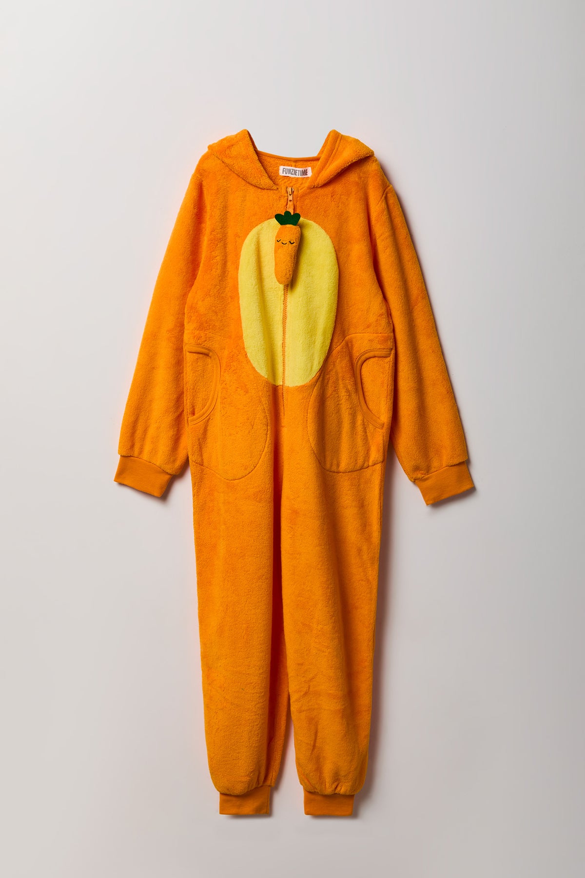 Alt View 2. Kids 3D Carrot Plush Onesie - Orange
