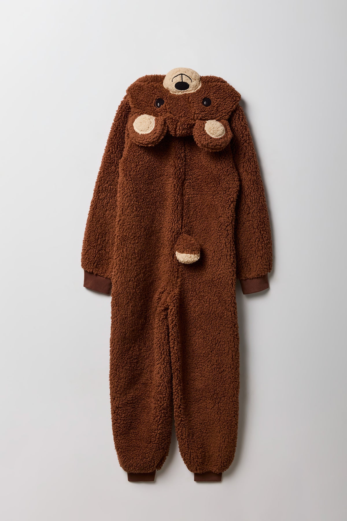 Alt View 2. Kids 3D Bear Sherpa Onesie - Brown