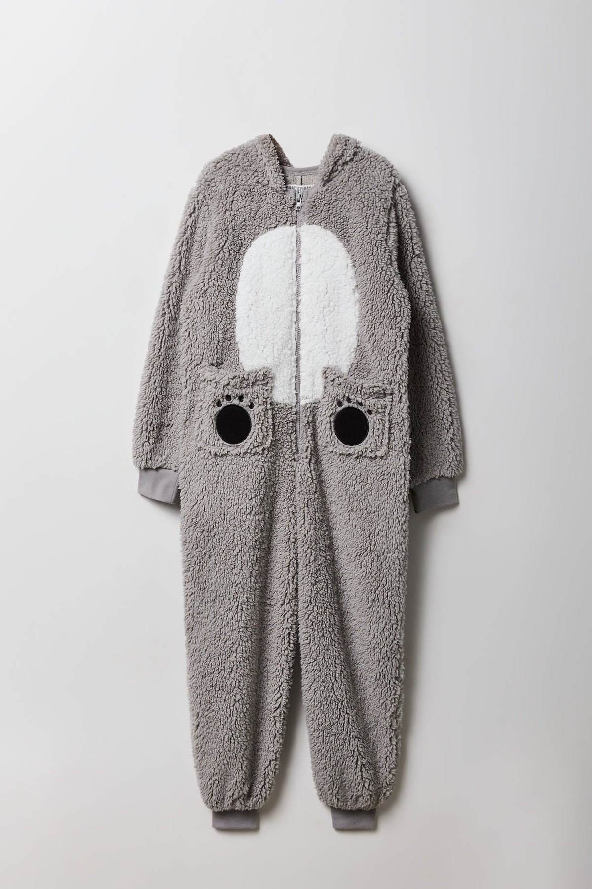 Alt View 2. Kids 3D Koala Sherpa Onesie - Grey Blue