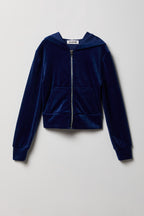 Girls Zip-Up Velour Hoodie