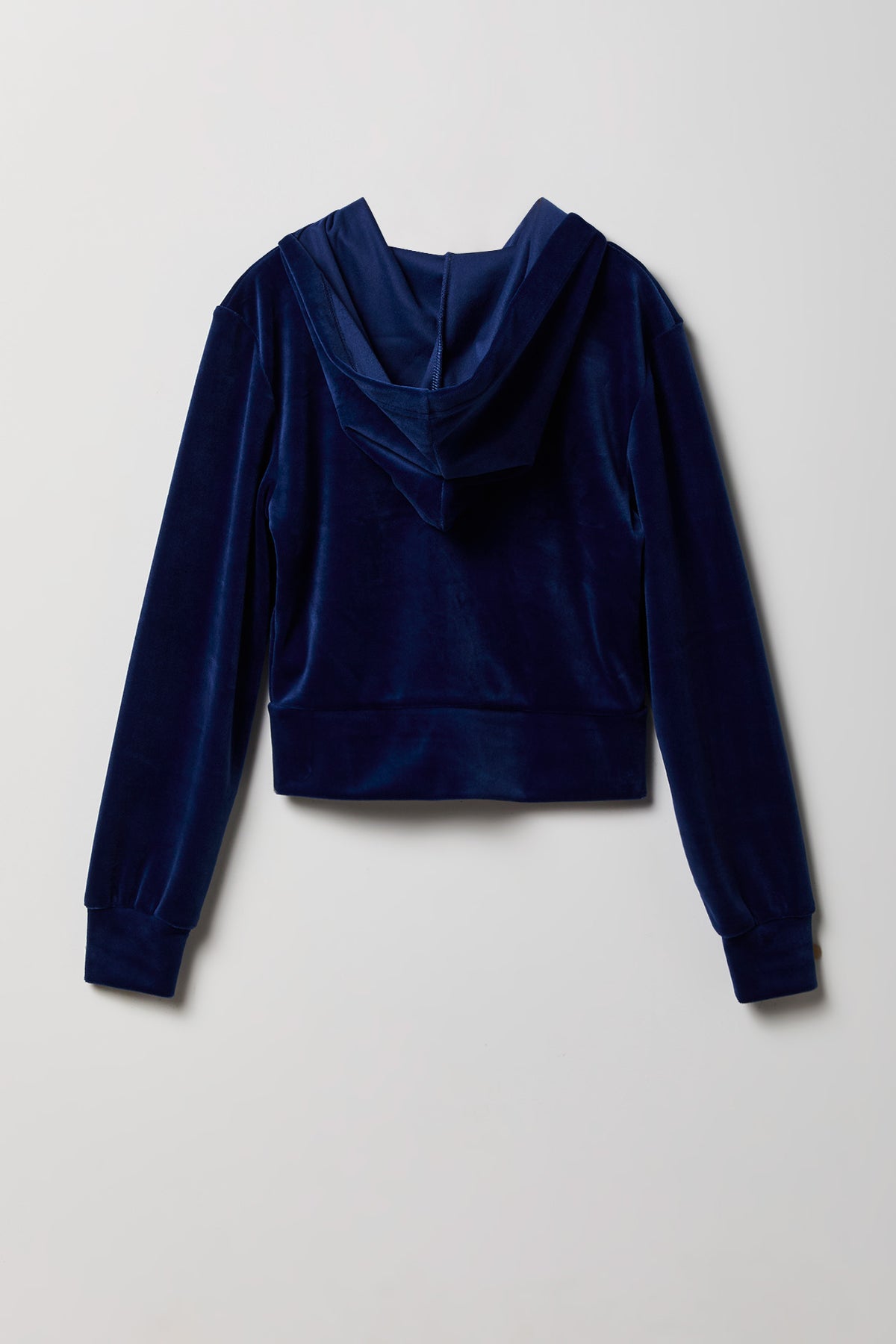 Alt View 2. Girls Zip-Up Velour Hoodie - Navy