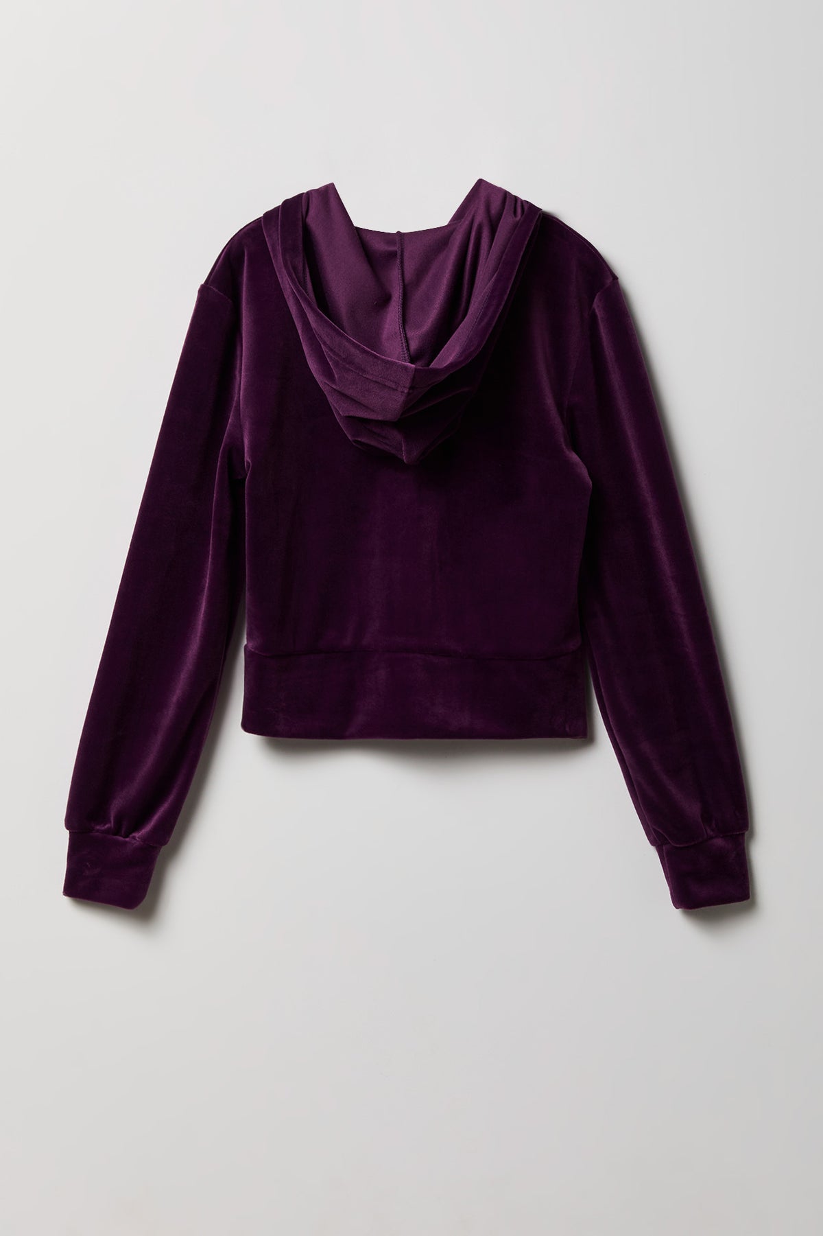 Alt View 2. Girls Zip-Up Velour Hoodie - Purple