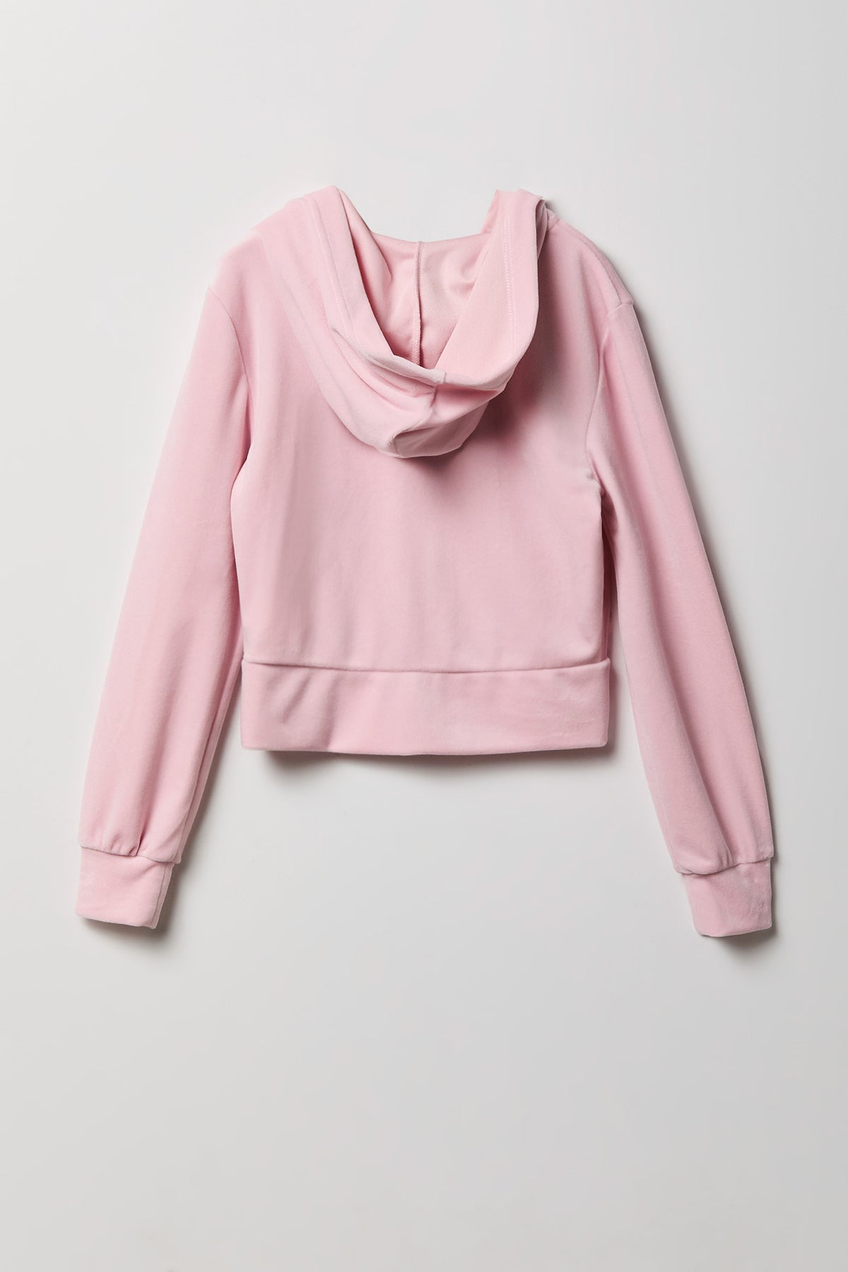 Alt View 2. Girls Zip-Up Velour Hoodie - Light Pink
