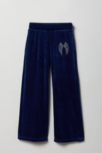 Pantalon à jambe large en velours avec pierres du Rhin pour fille