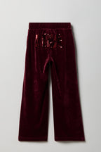 Pantalon à jambe large en velours avec pierres du Rhin pour fille