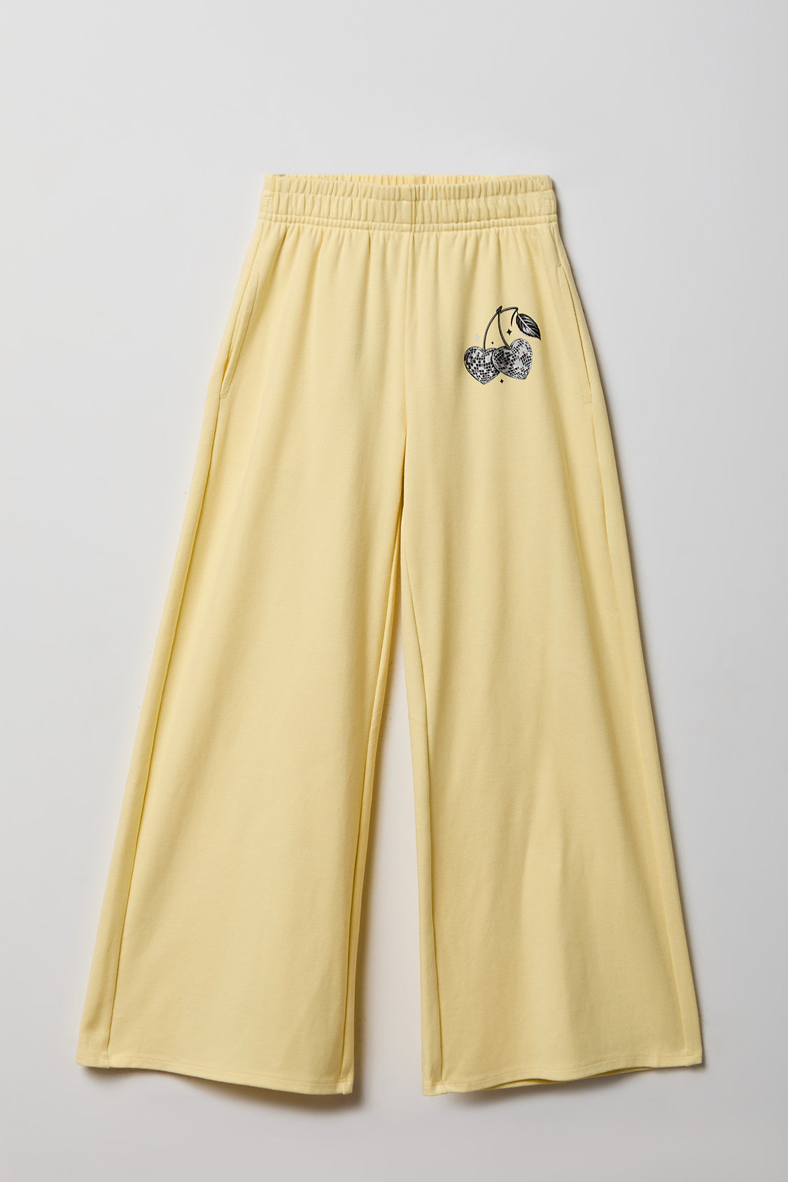 Girls Active Graphic Wide Leg Pant - Pale Yellow