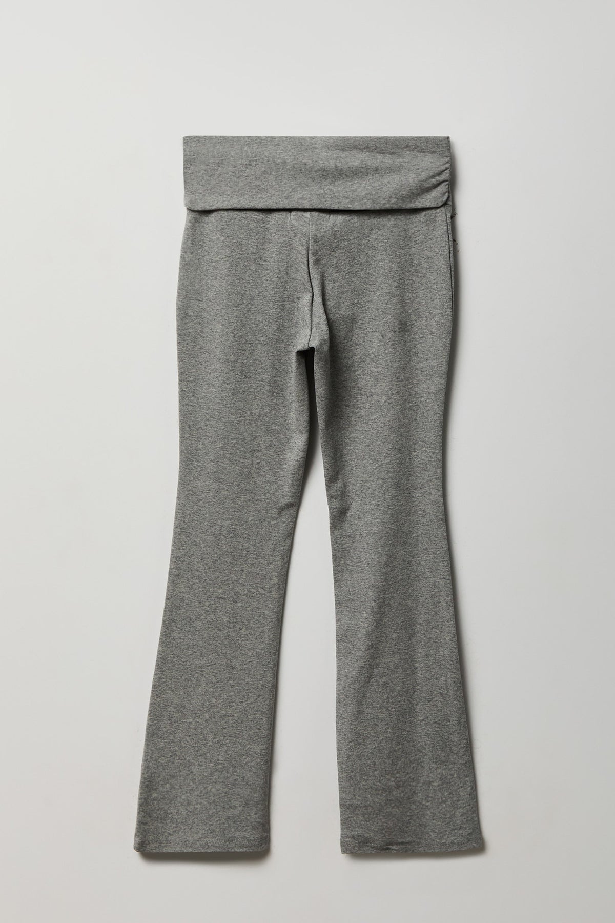 Alt View 2. Girls Active Foldover Waist Flare Leg Pant - Heather Grey