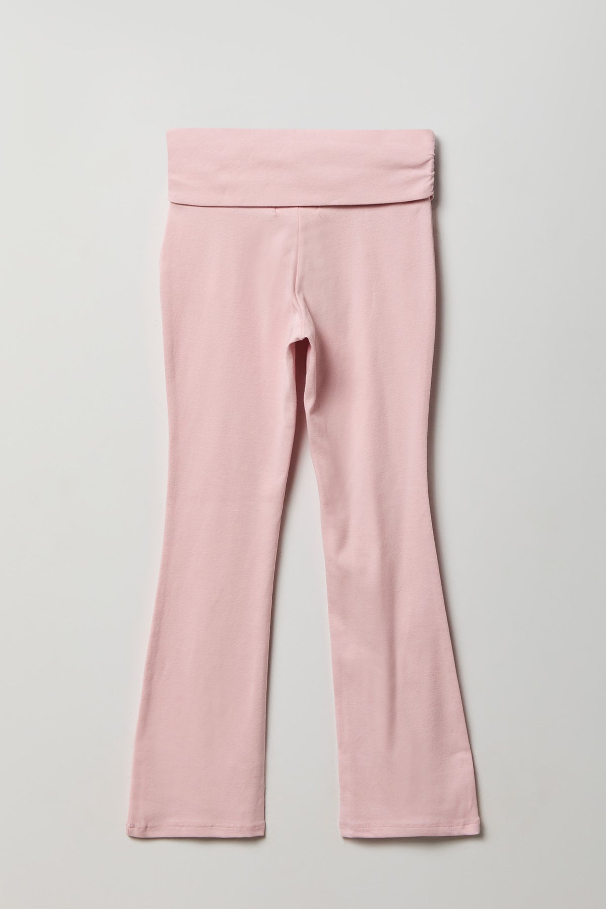 Alt View 2. Girls Active Foldover Waist Flare Leg Pant - Pink