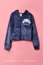 Haut à capuchon en velours avec motif brodé Cinnamoroll™ et fermeture à glissière pour fille
