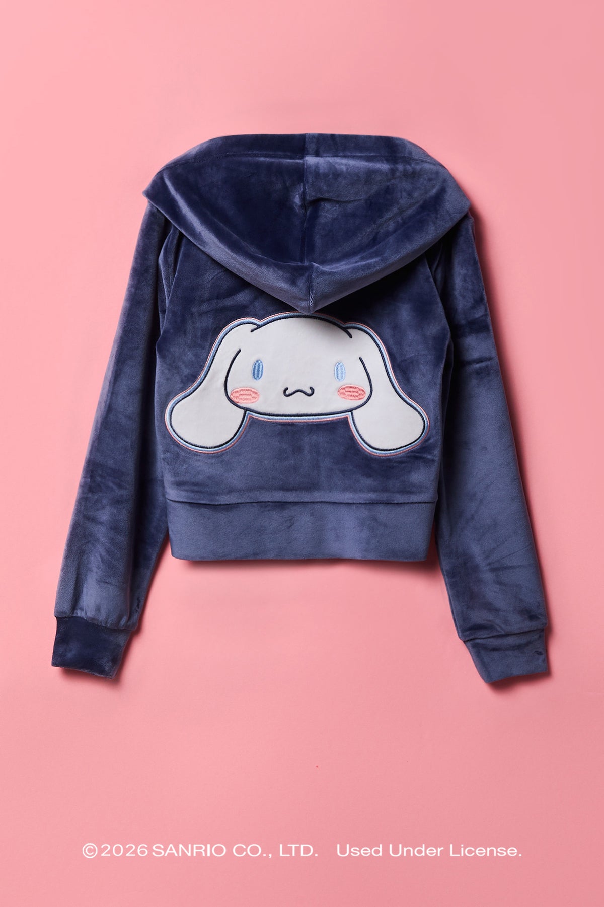 Alt View 2. Cinnamoroll™ Girls Embroidered Velour Zip-Up Hoodie - Dark Blue