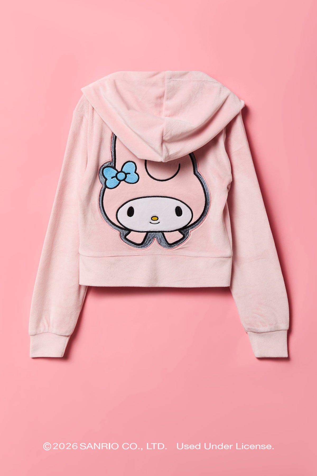 Alt View 2. My Melody™ Girls Embroidered Velour Zip-Up Hoodie - Light Pink