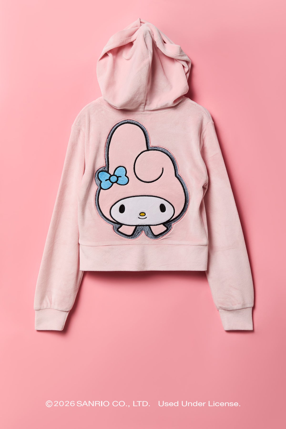 Alt View 3. My Melody™ Girls Embroidered Velour Zip-Up Hoodie - Light Pink