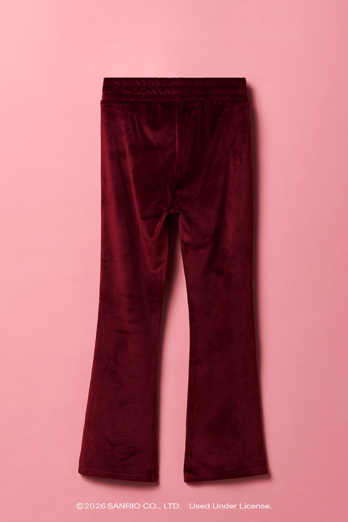 Alt View 2. Hello Kitty® Girls Embroidered Velour Flare Pant - Burgundy