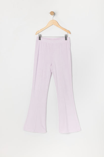 Girls Velour Ribbed Flare Pant