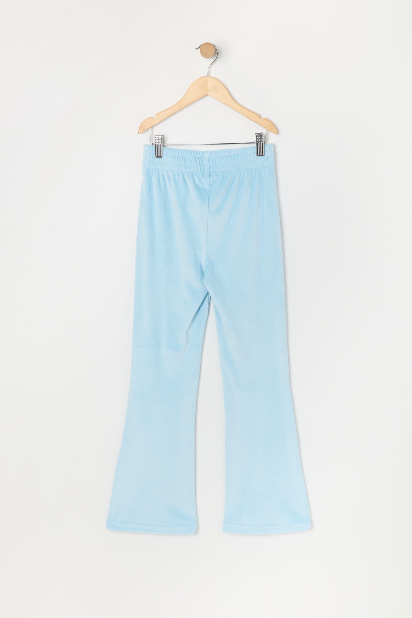 Pantalon à jambe évasée en velours imprimé Coeur avec pierres du Rhin pour fille